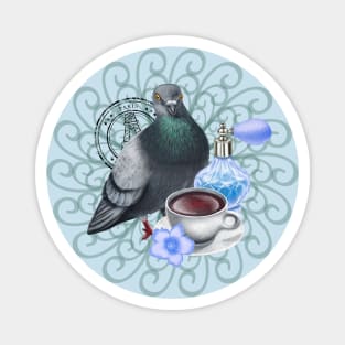 Dove with Black Tea and Perfume Bottle Magnet